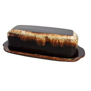NICE VINTAGE PFALTZGRAFF BUTTER DISH DRIP GLAZE POTTERY 394 USA..BROWN